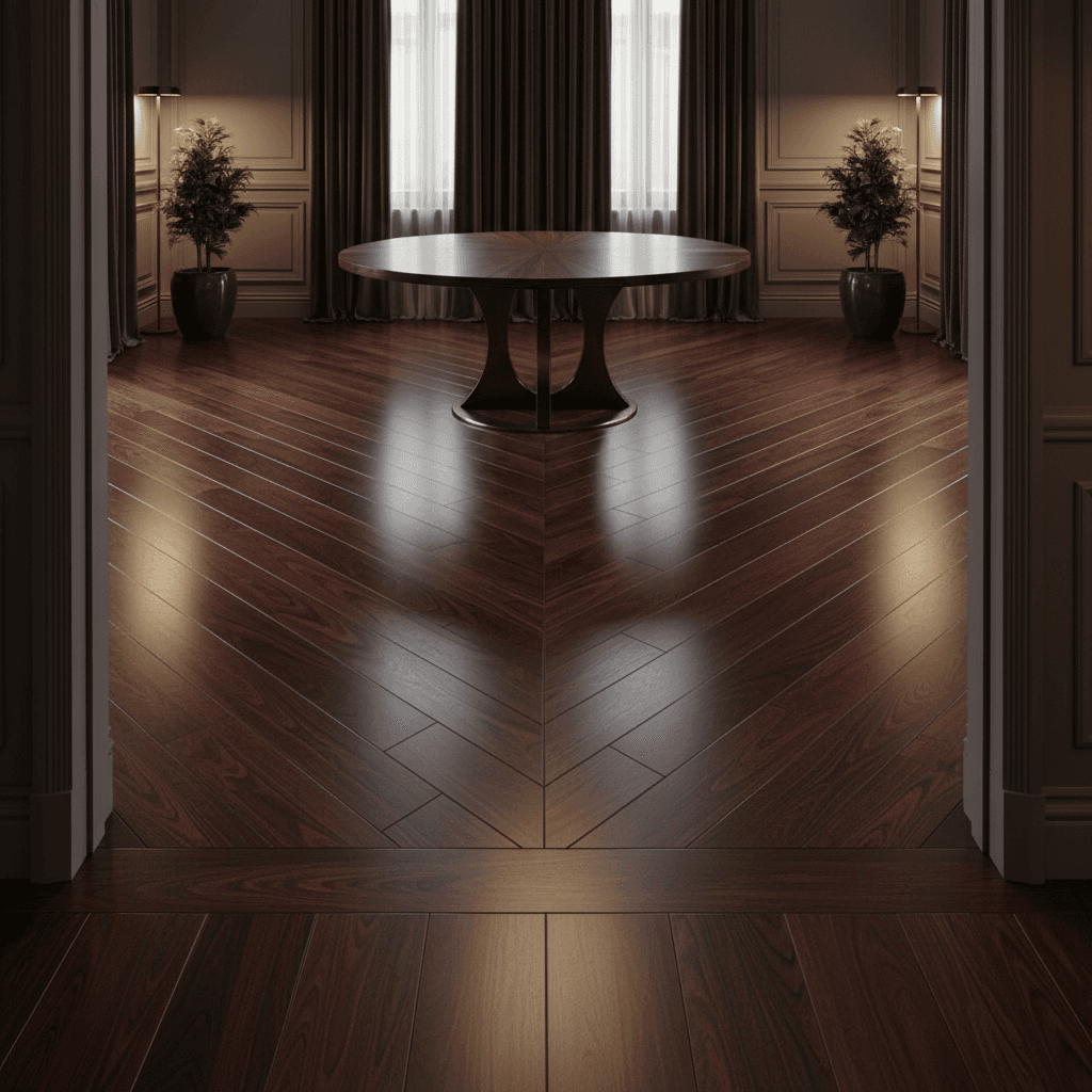 Premium hardwood flooring in formal dining room